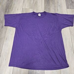 Jerzees Vintage Cotton Single Stitch USA Tee Shirt Plain Purple Unisex Womens XL
